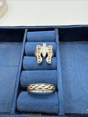 Sterling Silver Vintage Butterfly Ring & Celtic Band